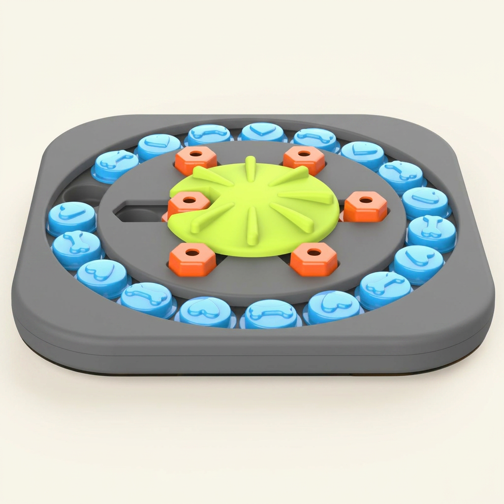 Dog puzzle feeder bowl slow feeding interactive design studio shot