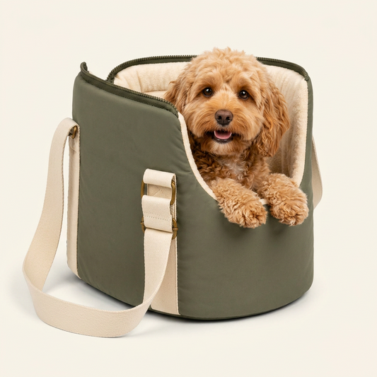Dog travel carrier bag with sleeping function studio shot