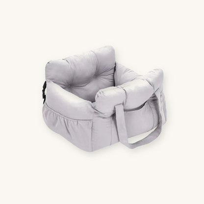 Grey dog car seat with raised padded sides — My Petsworth