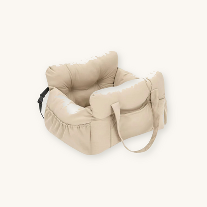 Light yellow dog car seat with raised padded sides — My Petsworth