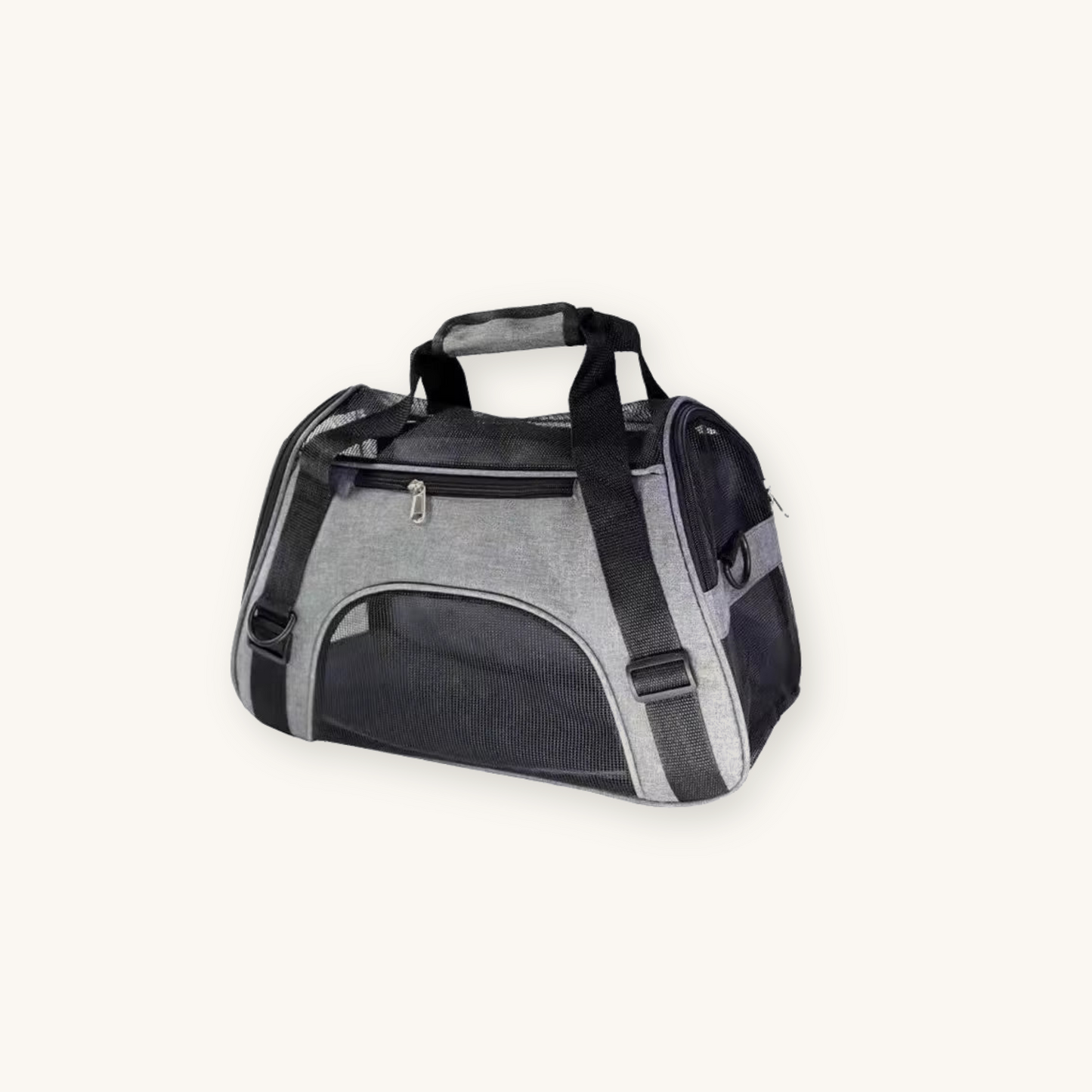 Grey foldable pet carrier travel bag on cream background — My Petsworth