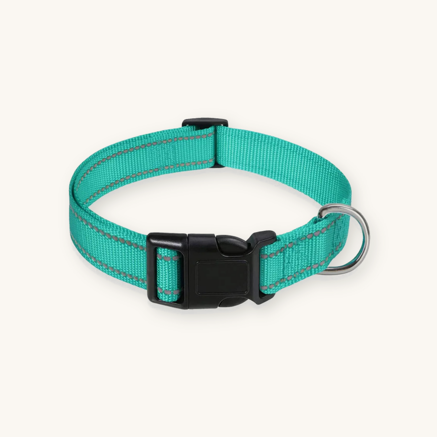 Lake blue reflective dog collar on cream background — My Petsworth