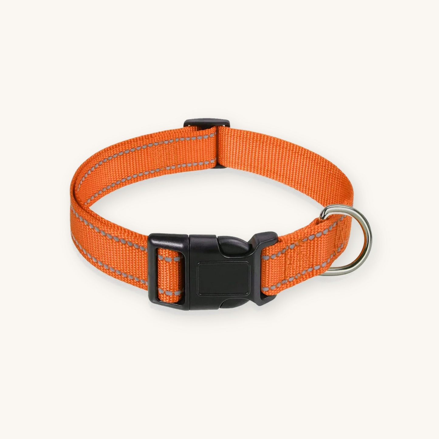Orange reflective dog collar on cream background — My Petsworth