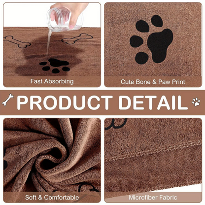 Microfibre dog paw towel, quick-drying — My Petsworth