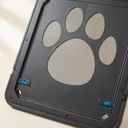 Black 4-way lockable pet door for windows & screens, detail photo