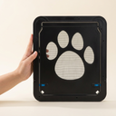 Black 4-way lockable pet door for windows & screens, scale photo