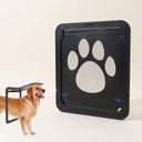 Black 4-way lockable pet door for windows & screens, studio photo