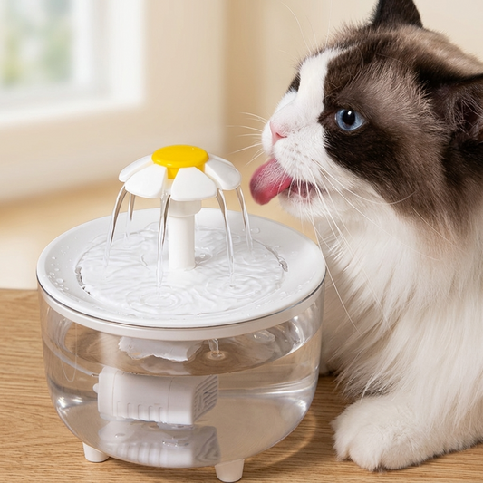Transparent flower-style cat water fountain — My Petsworth