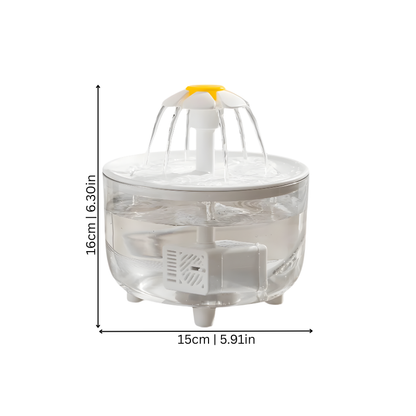 Cat water fountain with a flower-shaped flowing outlet — My Petsworth