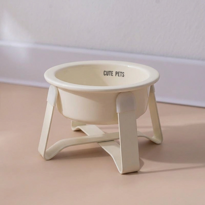 Ceramic dog bowl and raised stand, side view — My Petsworth
