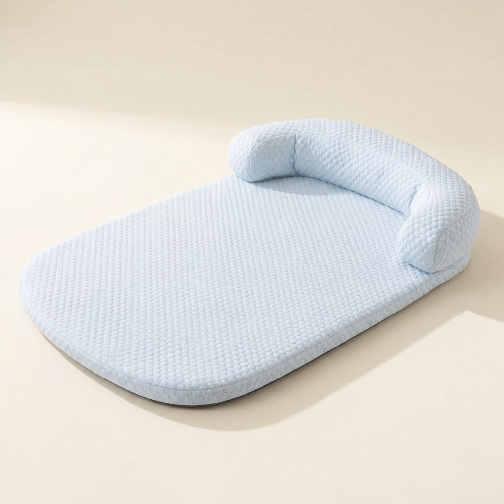 Cooling dog bed with ice silk cover and raised rim — My Petsworth