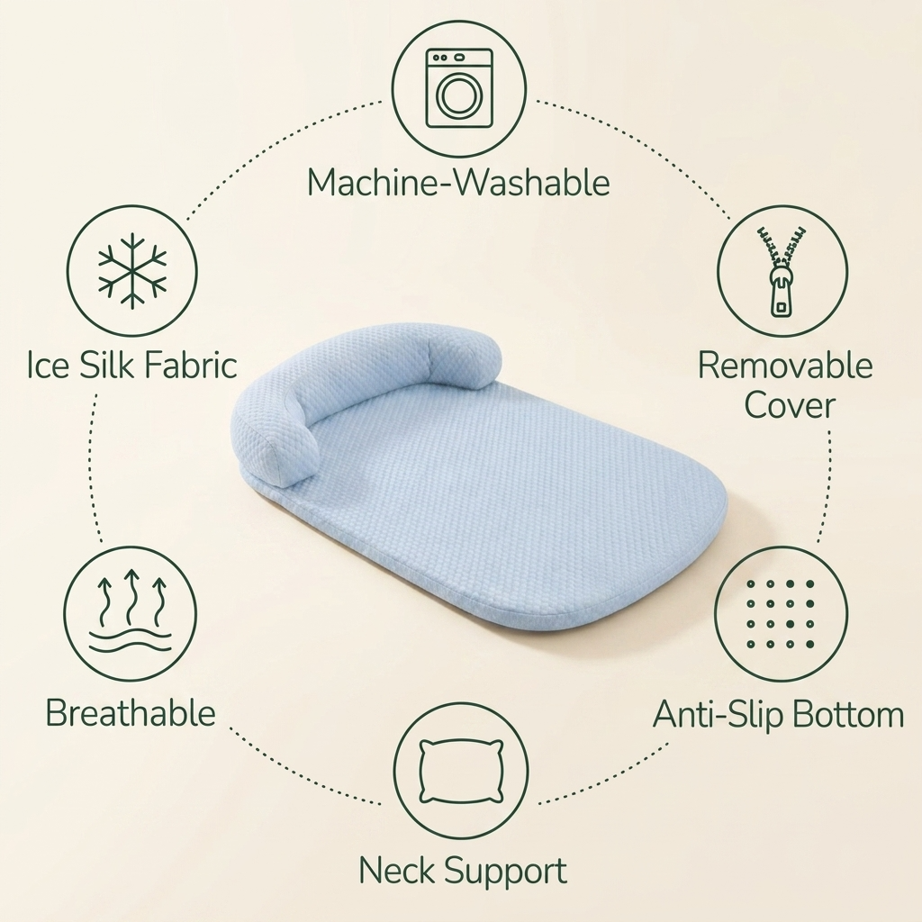 Ice silk cooling dog bed showing the padded rim — My Petsworth