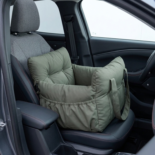 Dog car seat with safety tether, non-slip base — My Petsworth