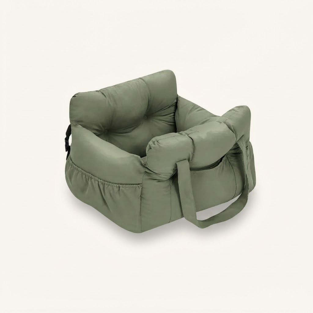 Dog car seat with safety tether, non-slip base — My Petsworth