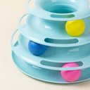 Blue 4-tier rotating ball track tower for cats, detail photo