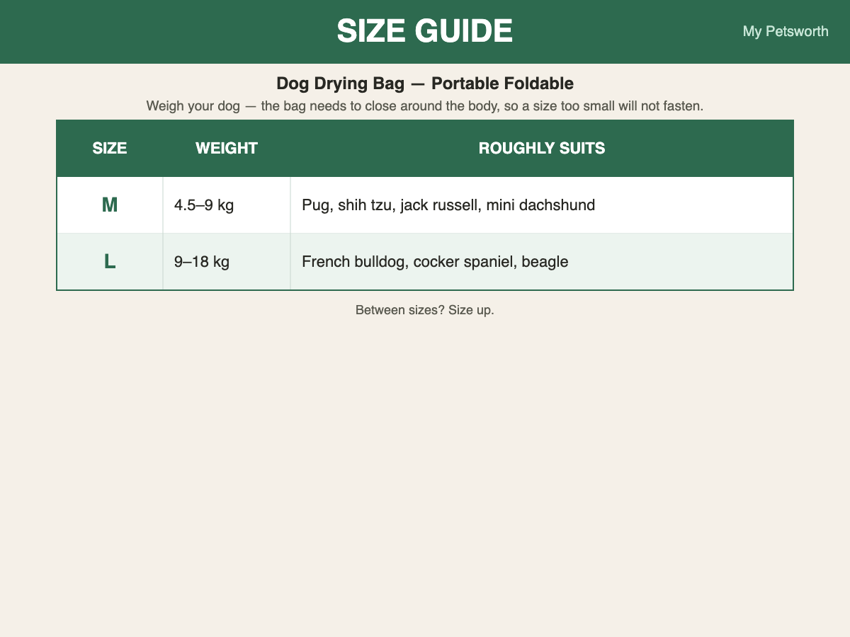Portable foldable dog drying bag — My Petsworth