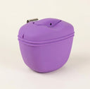 Purple silicone training pouch with magnetic lid for dogs, studio photo