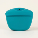 Teal silicone training pouch with magnetic lid for dogs, studio photo