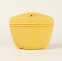 Yellow silicone training pouch with magnetic lid for dogs, studio photo