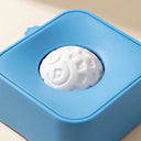 Blue slow feeder bowl with maze grooves for dogs & cats, detail photo