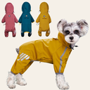 Small dog raincoat jumpsuit in pink, teal and yellow — My Petsworth