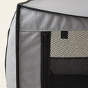 Close-up of the mesh ventilation panel on the foldable travel crate