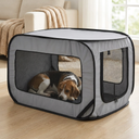 Pet resting inside the foldable mesh travel crate